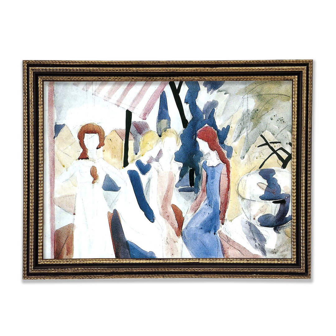 Gerahmtes Leinwandbild Four Girls On Altane von August Macke