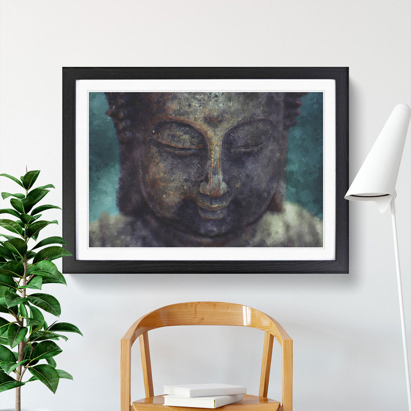 Buddha Statue Vol.10 - Picture Frame Painting, 27cm H x 36cm W x 2cm D, Black