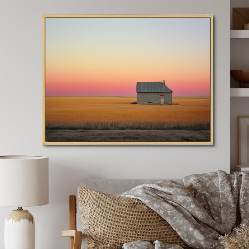 Horizons sans fin des Prairies au coucher du soleil, Cadre photo blanc, H 16 po x l 32 po