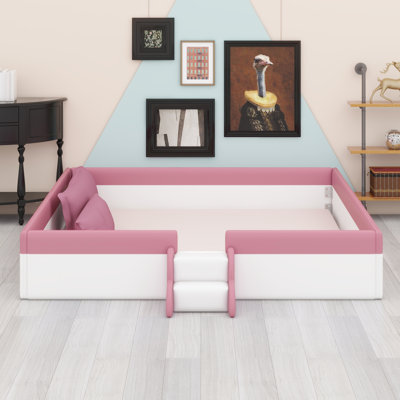 Upholstered Daybed Frame With Fence And Stairs