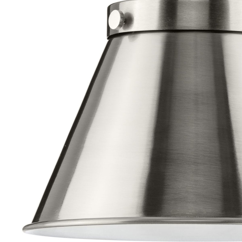 Luminaire suspendu conique à 1 lumière Landrich, Nickel brossé, Nickel brossé