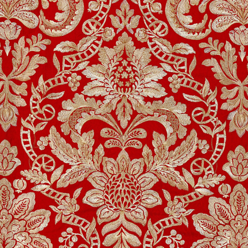 Merchante Damask Fabric, Carnelian