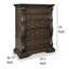 Commode haute 5 tiroirs May, avec boutons dorés antiques, brun foncé May