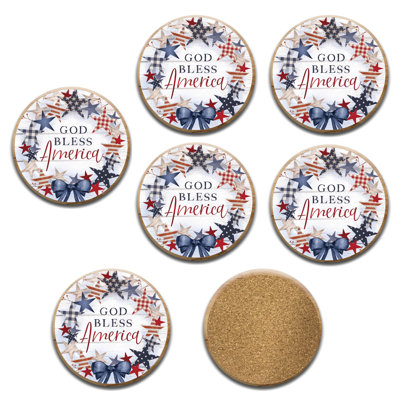 Celebrate 250 God Bless America Wreath 6 Piece Ceramic Coaster Set