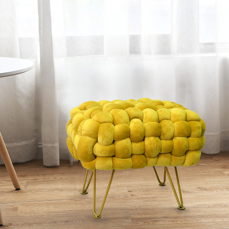 Opheim Velvet Ottoman, Lemon Curry Velvet