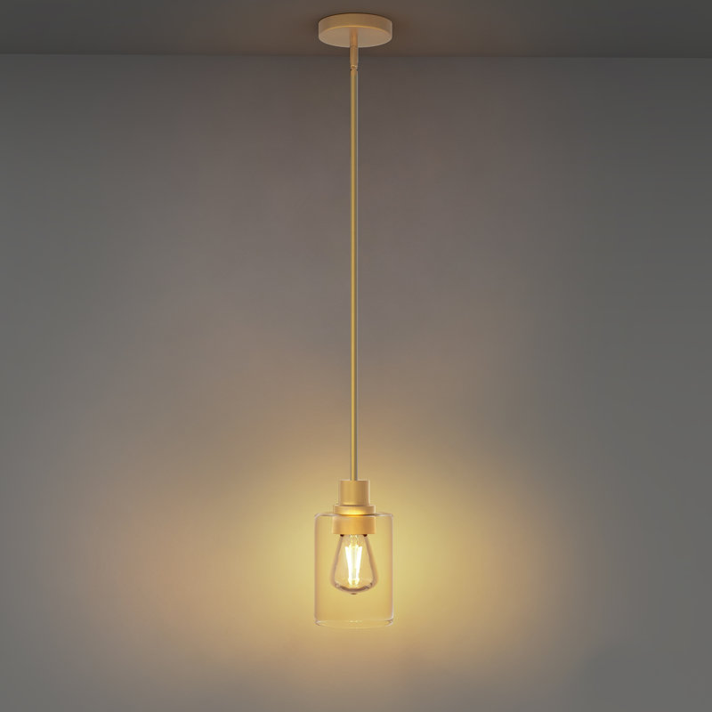 Luminaire suspendu pour îlot de cuisine 1 lumière avec abat-jour en verre transparent