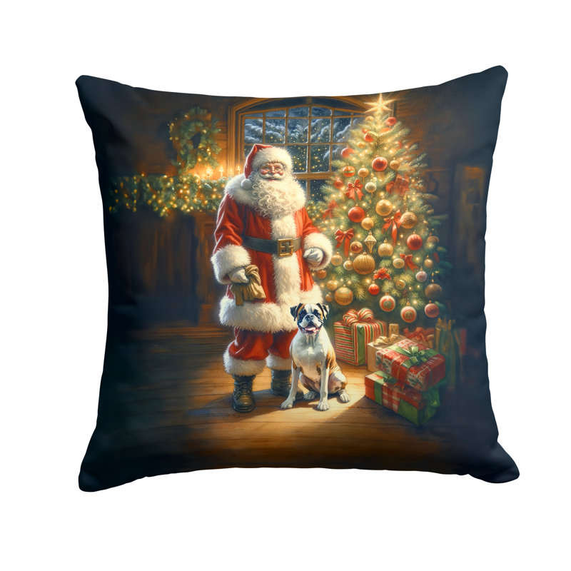 Coussin Boxer and Santa Claus, H 18 po x l 18 po