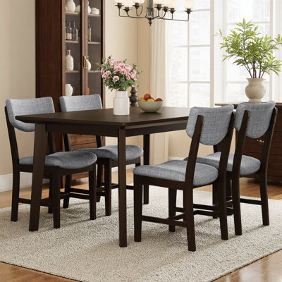 5-Piece Dining Set – 47" Solid-Wood Table, 4 X-Back Chairs, Natural Rubber-Wood Frame, MDF Top, Farmhouse Minimalist, Malaysia-Crafted