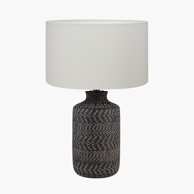 Ceramic Table Lamp, Cotton, Black, White