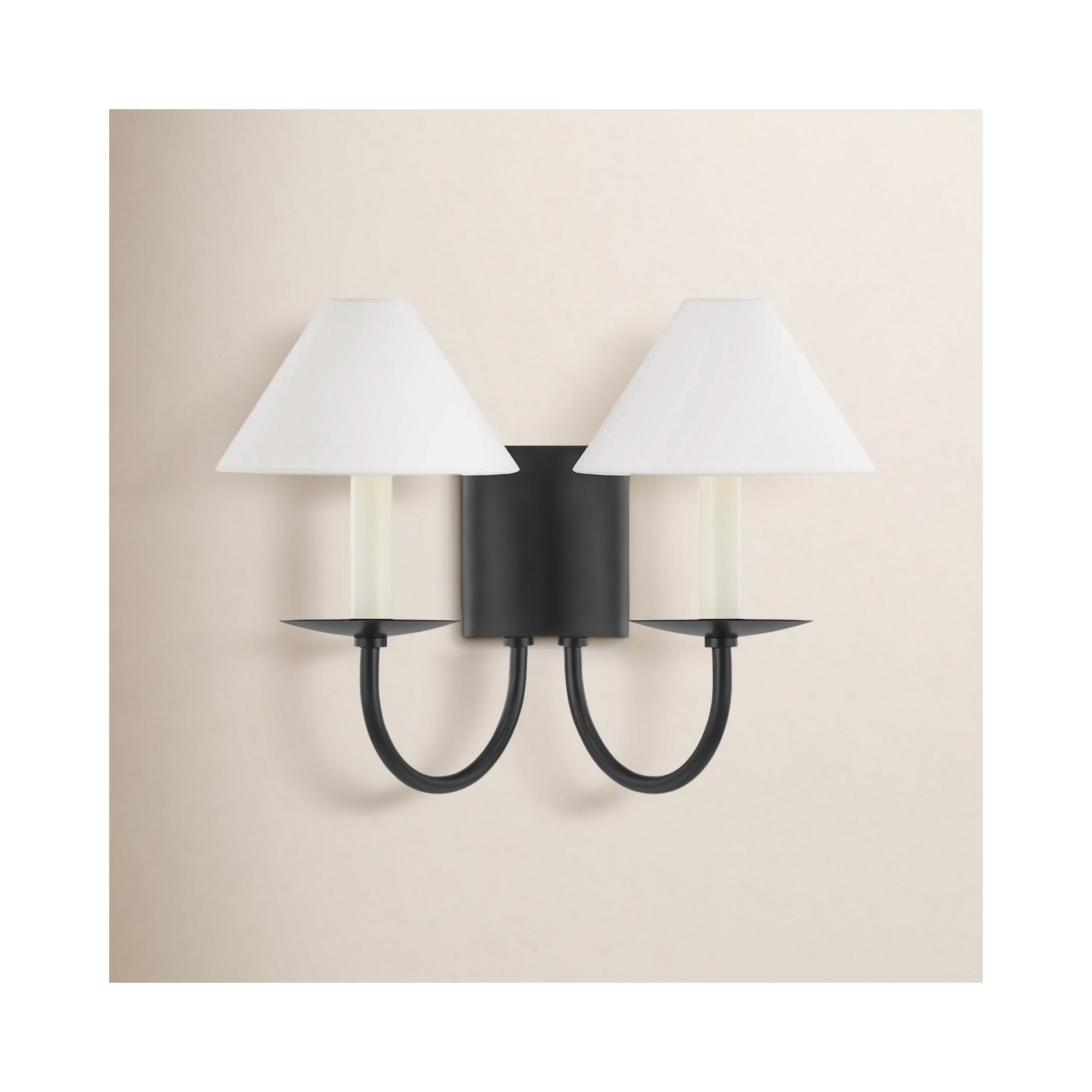 2 Light Steel Dimmable Candle Wall Light, Soft Black