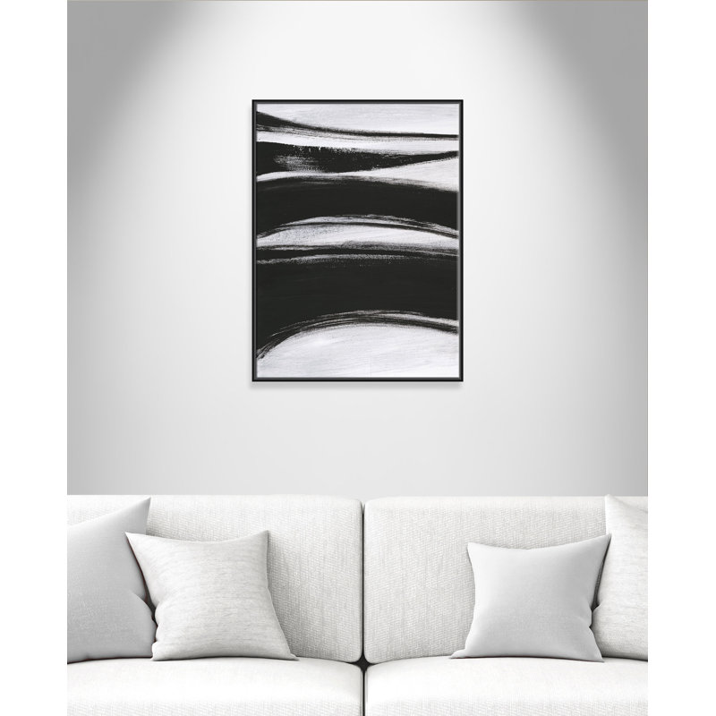Bold Strokes - 1 - Floater Frame Print on Canvas, 102cm H x 76cm W x 5.1cm D, Black Framed