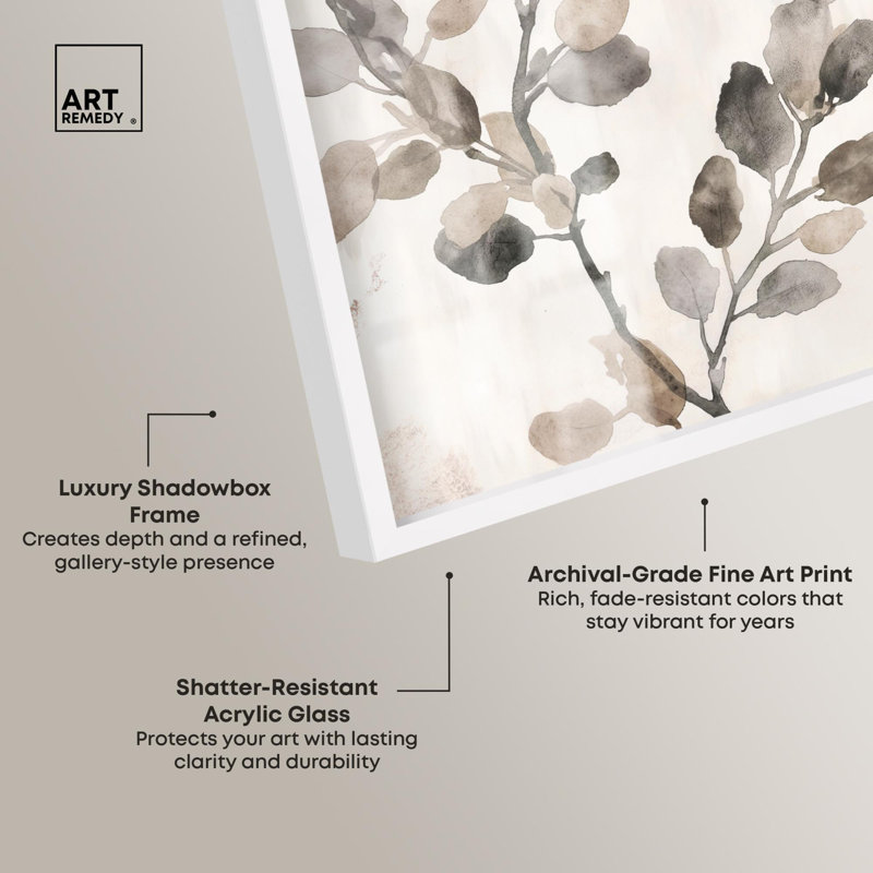 «Ghostly Grove I Shadowbox Print Boho Natural Art» par Art Remedy, H 16 po x l 11 po, Blanc