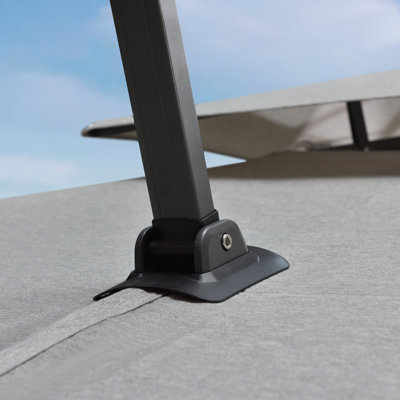 Parasol en porte-à-faux carré en tissu 12 pi x 12 pi avec base en tôle d'acier, gris clair