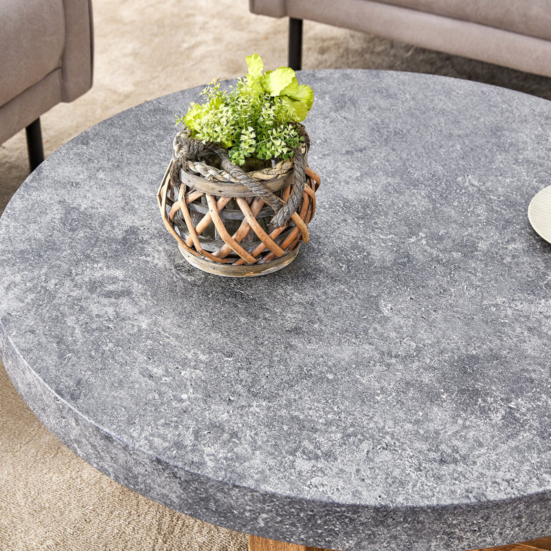 Modern Texture MDF Round Coffee Table - 31.4" Diameter.A Modern Retro Circular Coffee Table With A Diameter Of 31.4 Inches, Made Of MDF Material
