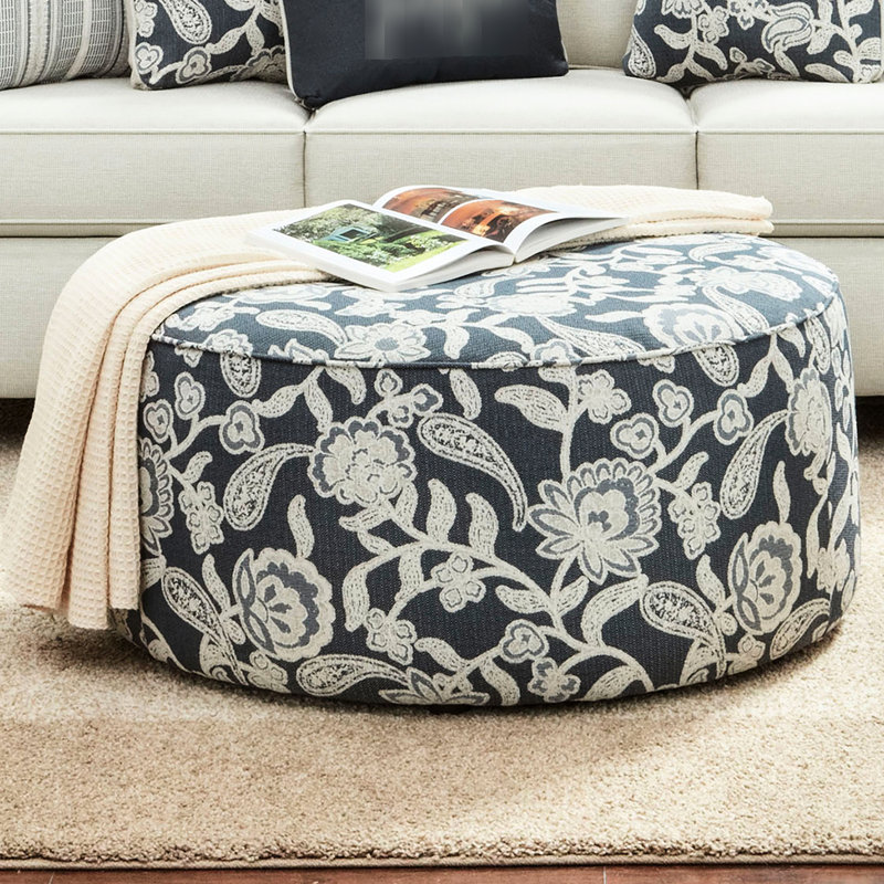 Rembourrage rond à finition florale multicolore, style transitionnel, bordure en cordon de soudure et motif rétro, 39 po x 39 po x 18 po, 30 livres, finition facile à assembler avec motif de finition style, largeur de 39 po, profondeur, 18 po