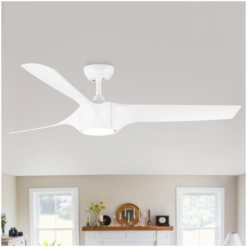 Ventilateur de plafond à DEL 56 pouces avec pales en ABS blanc