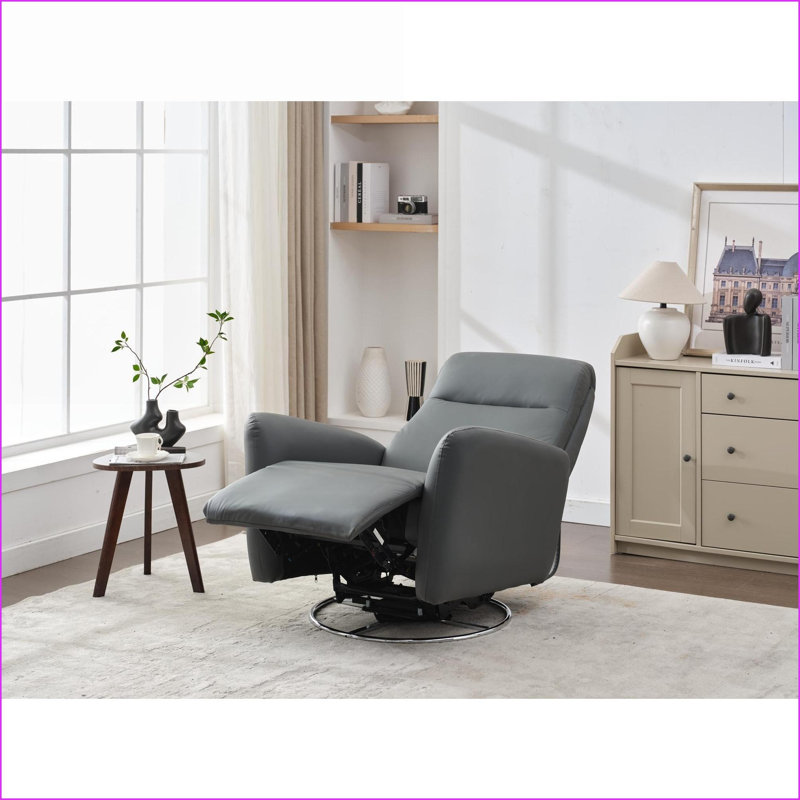 Chaise berçante inclinable et pivotante inclinable - Rotation à 270 °, assemblage facile | Gris foncé | Similicuir