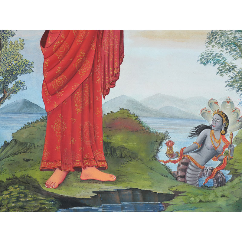 Bouddha Newari avec Nagraja (Thangka brocart)