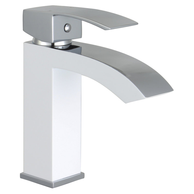 Marella Bathroom Faucet, Matte White/Polished Chrome