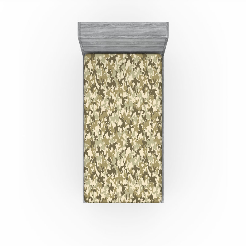 Drap-housse Ambesonne, paquet de 2, Drap-housse simple TG, Kaki / camouflage vert olive