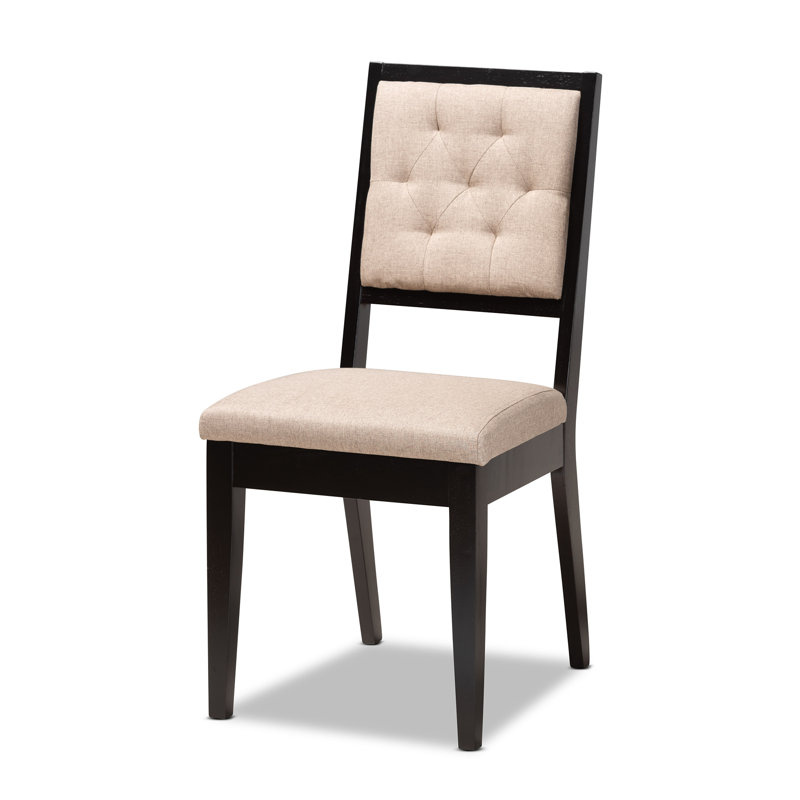 Salisbury Suvi Modern And Contemporary Grey Fabric Upholstered And Walnut Brown Finished Wood 5-Piece Dining Set, Beige