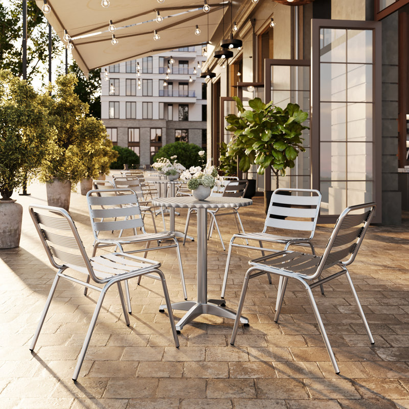Chaise empilable en métal pour restaurant 4PK, Gris