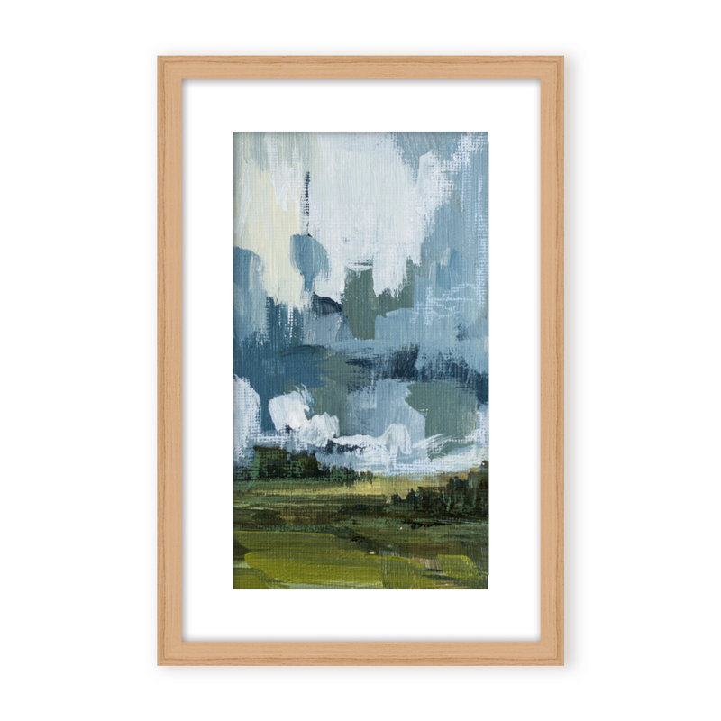 Horizon éthérique: Collines abstraites sous un ciel nuageux, H 24 po x l 16 po x P 1,125 po, Beige