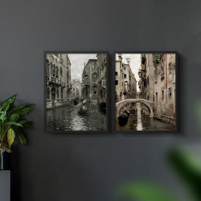 «Vintage Landscape XX», impression giclée sur cadre - ensemble de 2
