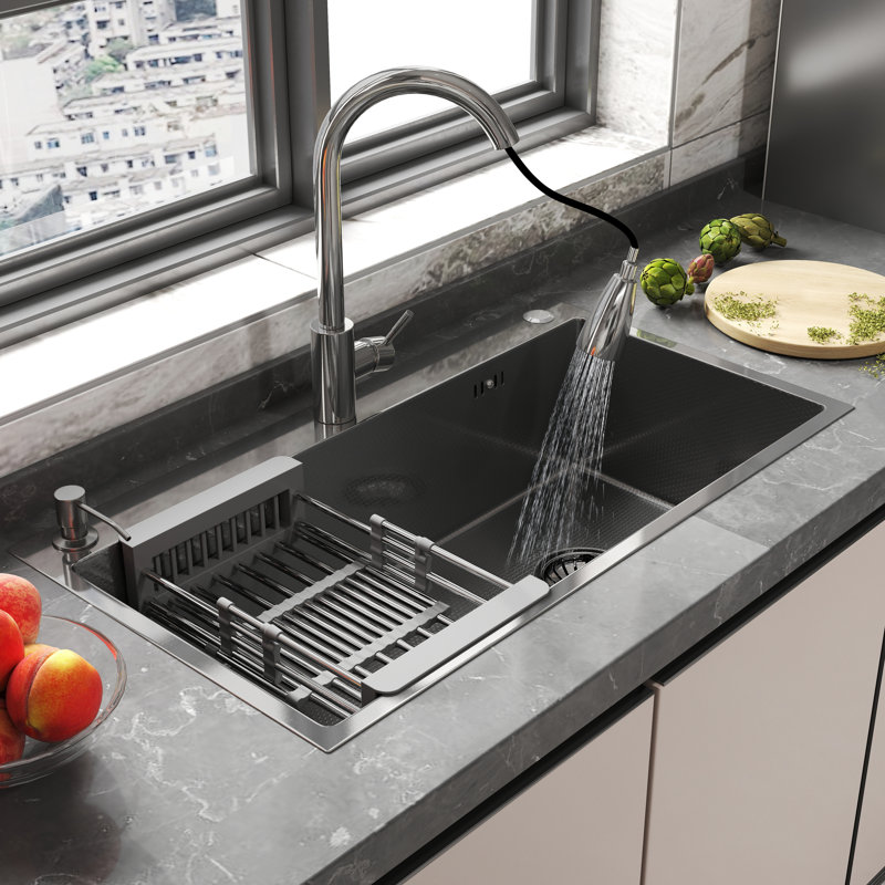 28" Drop In Single Bowl  Kitchen Sink, Silver
