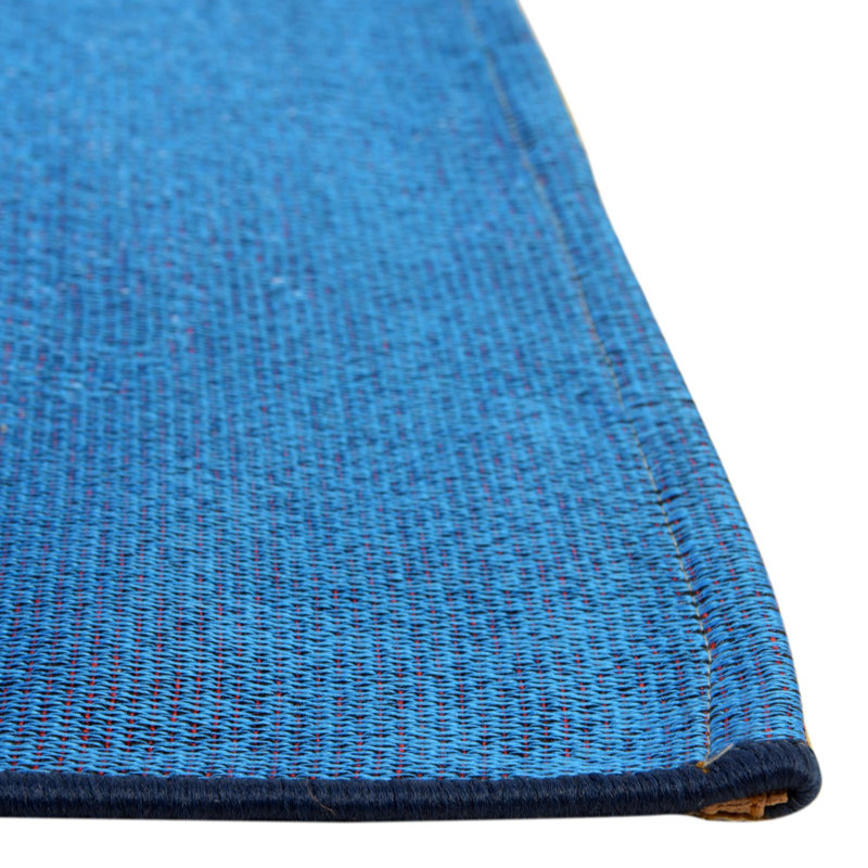 Tapis intérieur / extérieur bleu / orange Ethem, Rectangle 4 pi x 6 pi