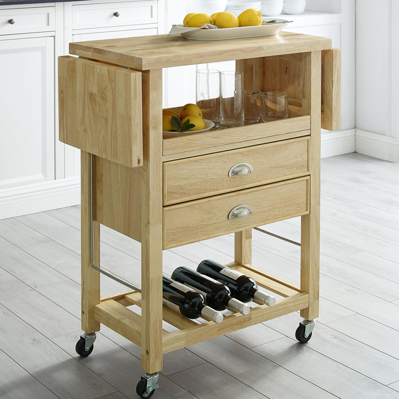 Corell Park Kitchen Cart with Birch Solid Wood Top, Natural