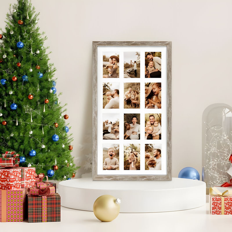 Rustic Distressed White Collage Frame Set - 12 Openings For 4X6 Photos, Ideal For Home Décor