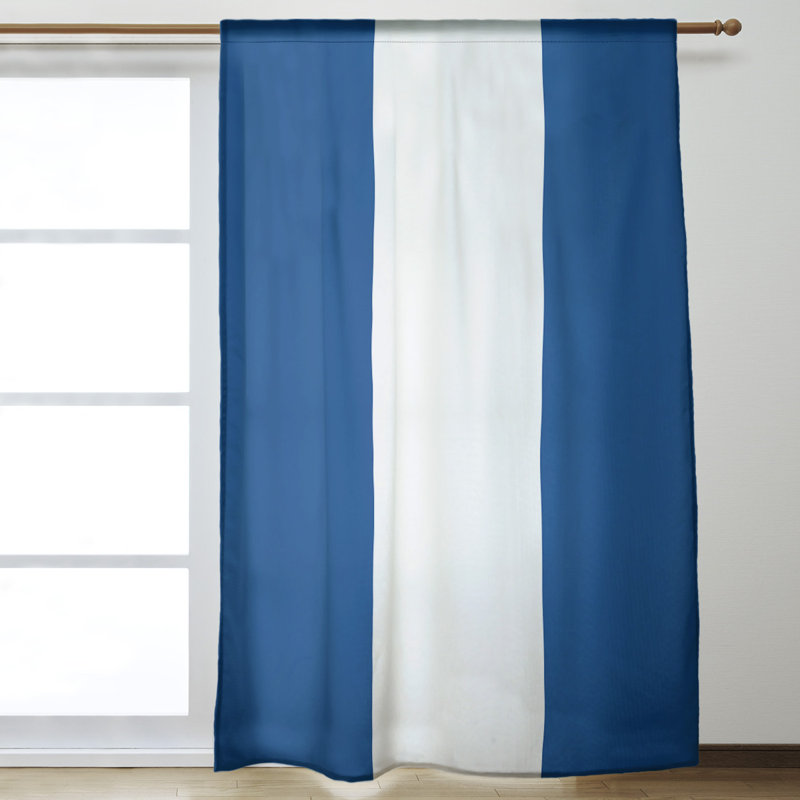 Striped Room Darkening Rod Pocket Single Curtain Panel, Pittsburgh Baseball Royal Blue/White/Royal Blue