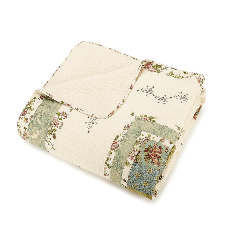 Olivia Embroidered Patchwork Single Bedspread/Coverlet, King Bedspread