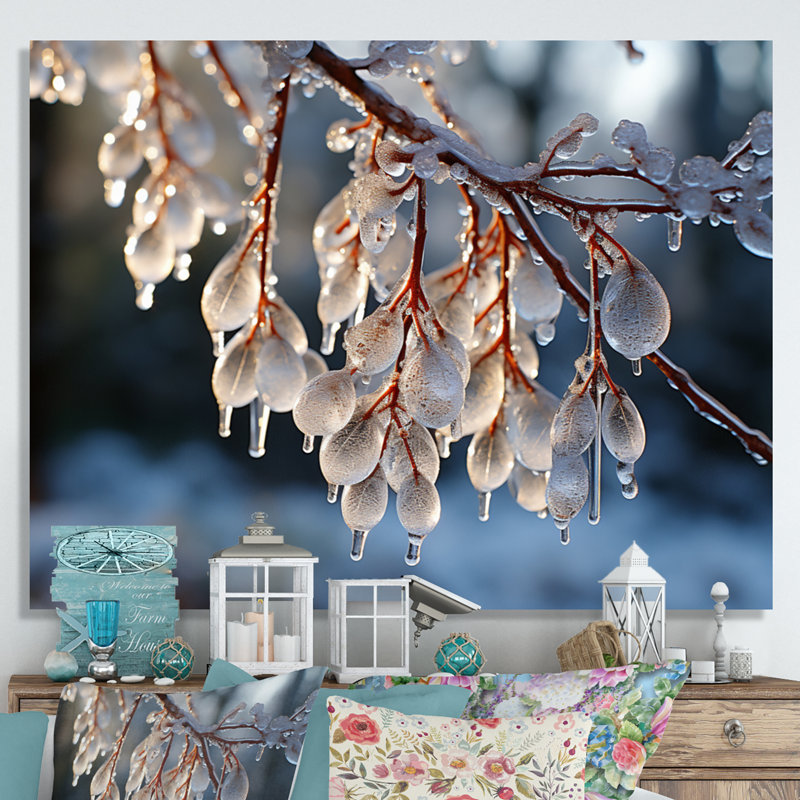 " Icy Tree In Winter I ", 30" H x 40" W x 1.5" D, Wrapped Canvas