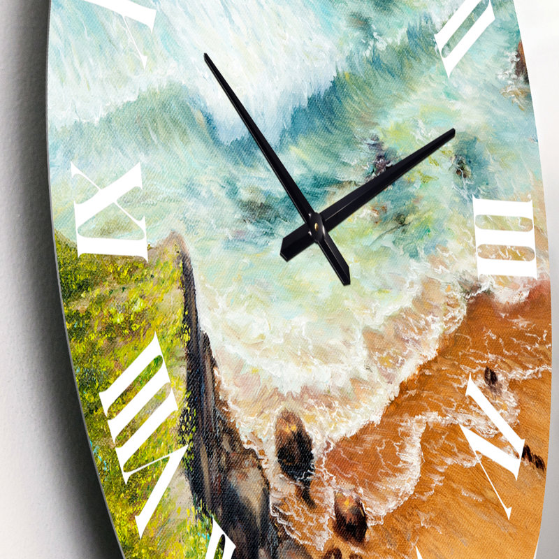 Wild Blue Ocean Waves IV - Horloge murale nautique et côtière, Petit