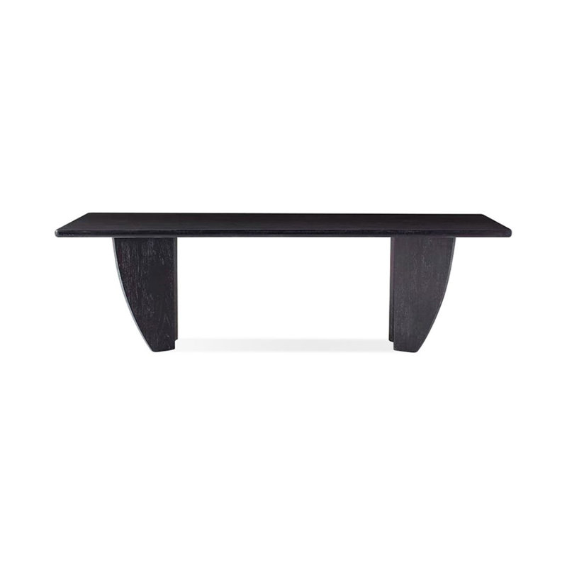 Black solid wood rectangular desk, 29.53" H x 70.87" W x 31.5" D