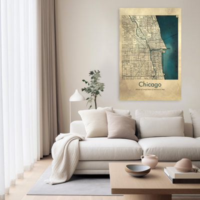 Carte rétro de Chicago, art mural rétro