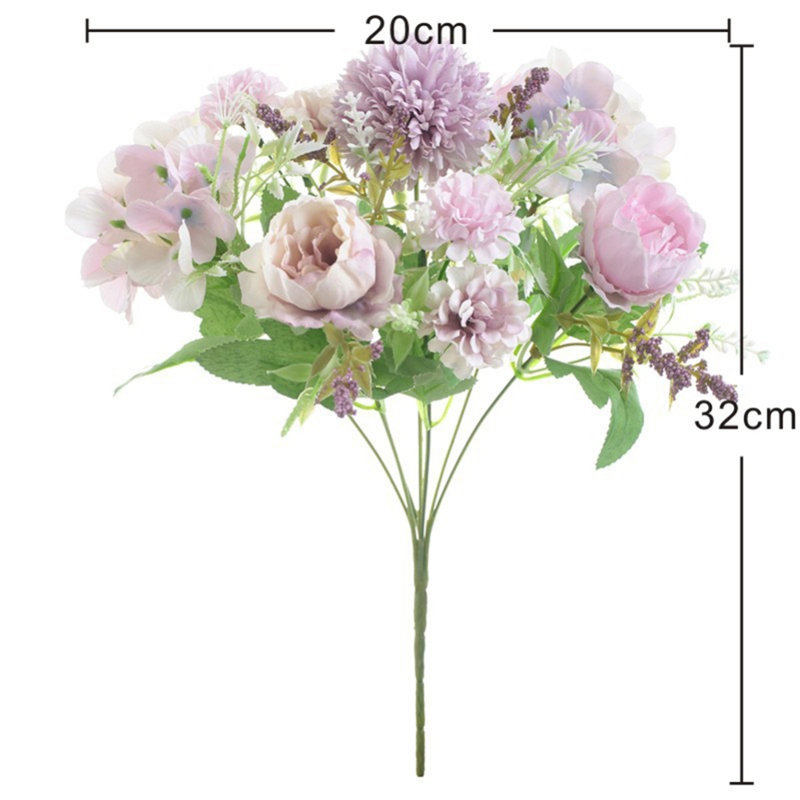 2 pièces, 7 pivoines artificielles, bouquet de fleurs artificielles, fleurs, décoration intérieure, Mauve