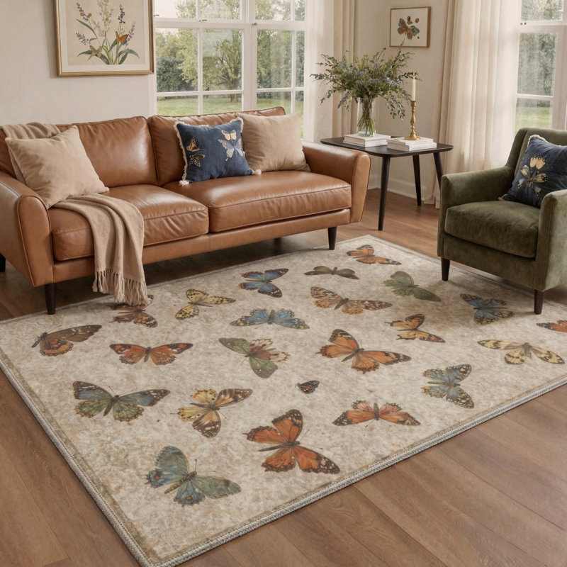 Tapis d'intérieur beige / brun avec envers antidérapant Adaline Novella, Rectangulaire 8 pi x 10 pi