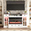 Moderne 55 po Meuble télé avec foyer blanc avec flammes à DEL de 12 couleurs, télécommande, chaleur réglable et éclairage d'armoire RVB