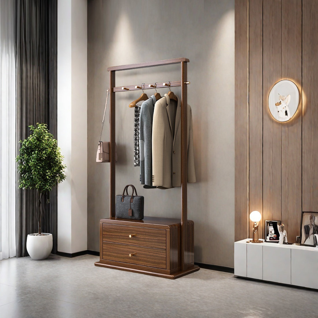 Your Favorite Celebrities Solid Wood Coat Rack with Storage Drawers ...