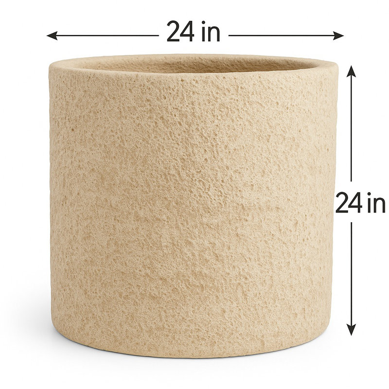 Handmade Engineered Limestone 20" Planter, 24" H x 24" W x 24" D