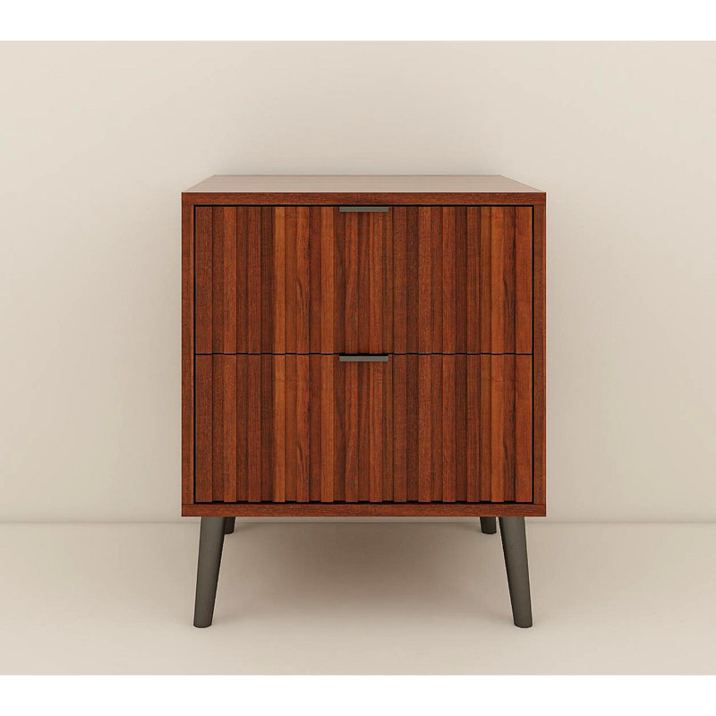 Table de chevet en bois avec 2 tiroirs