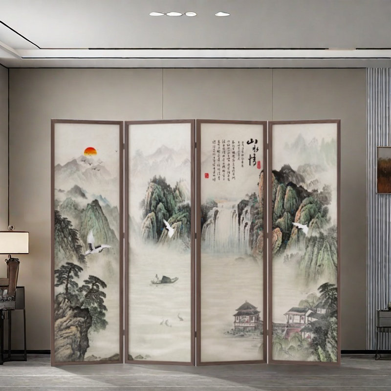 Nouvel écran de paysage chinois, H 70,86 po x l 70,86 po x P 1,37 po