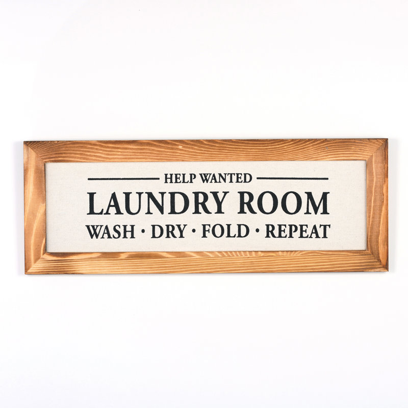 Rustic Pine Wood Framed Laundry Room Canvas Sign