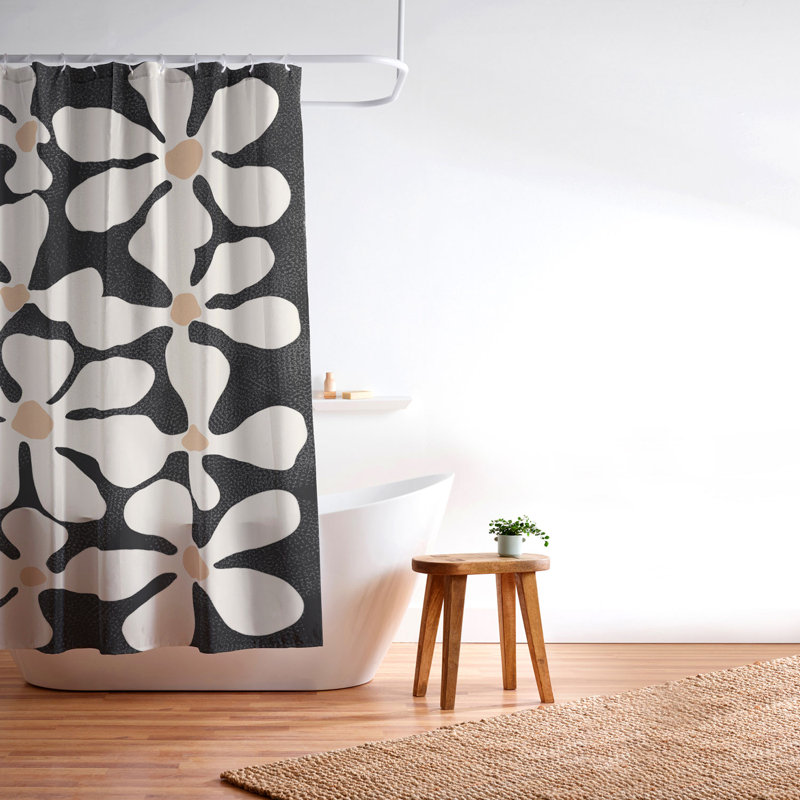 Rideau de douche DorisciciArt, Motif floral noir 5