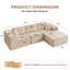 Canapé modulaire 3 pièces sans assemblage en velours côtelé luxueux - Siège profond avec méridienne à combinaison libre-1552696076