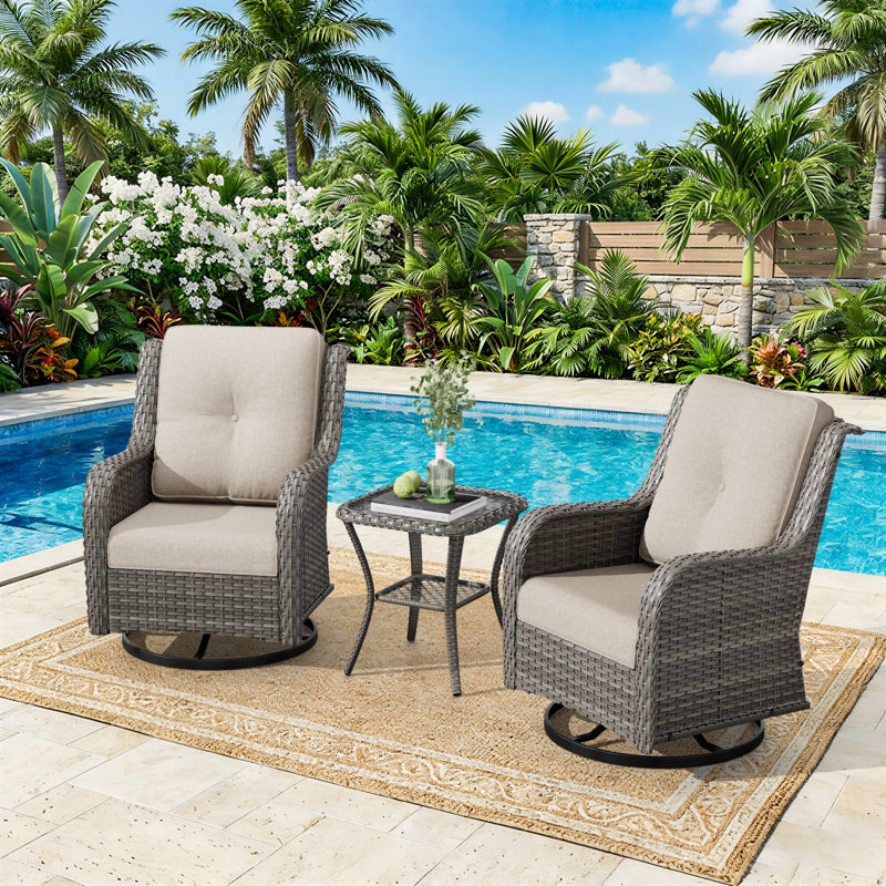 2-Piece Outdoor Deep Seat Cushion Set (4" Thick) - Fade-Resistant Olefin Fabric, 2, Beige