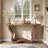 55.12" Solid Wood Console Table With Artistic Wave-Shaped Base